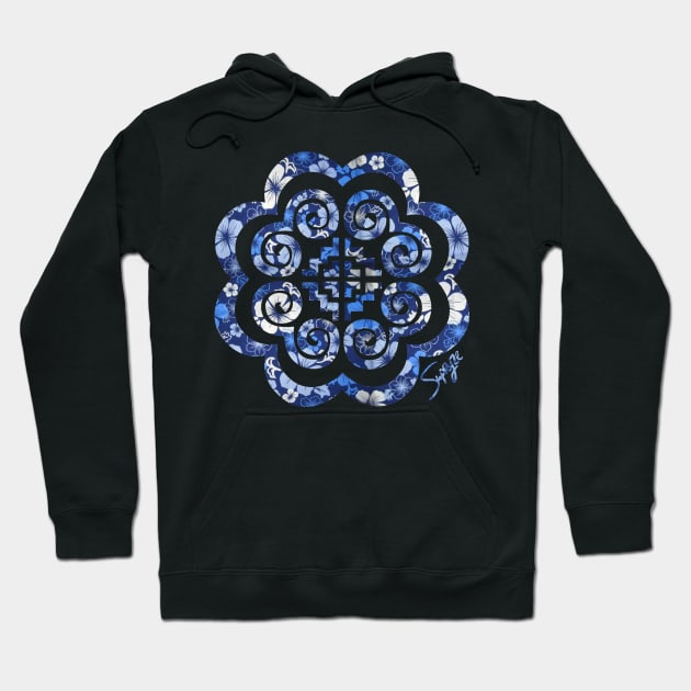 Hmoob Blue Floral Hoodie by VANH